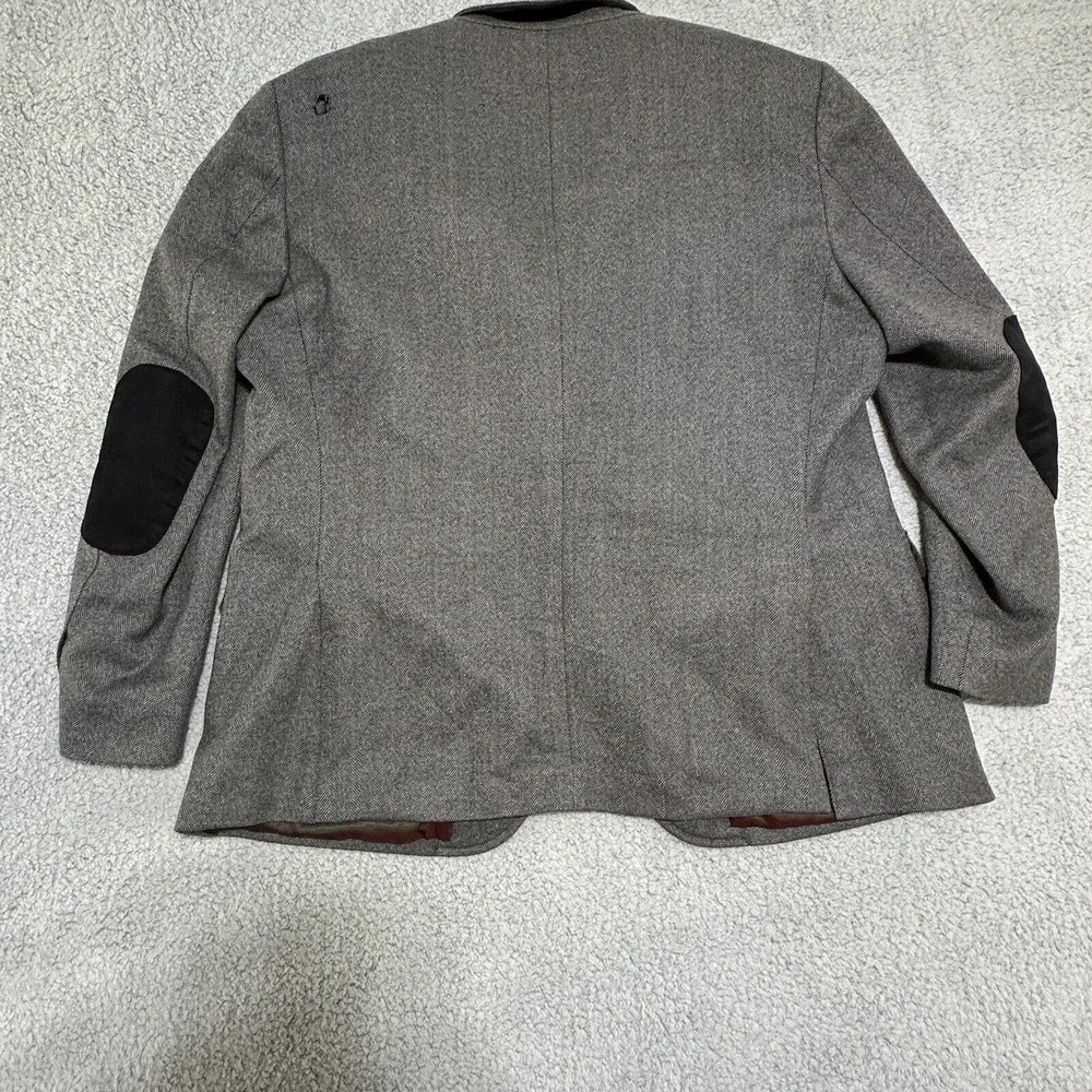 Ibiza Pagano Men’s 100% Gray Wool‎ Blazer Black Armpatch Size 46 R With Flaws